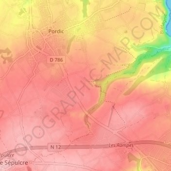 Mapa topográfico Saint-Halory, altitud, relieve