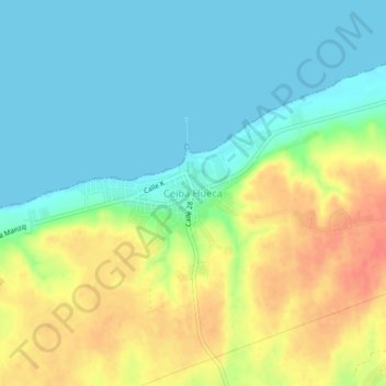 Mapa topográfico Ceiba Hueca, altitud, relieve