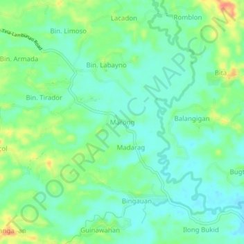Mapa topográfico Marong, altitud, relieve