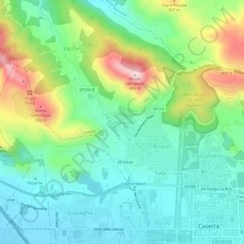 Mapa topográfico San Leucio-complex, altitud, relieve