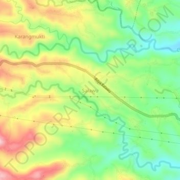 Mapa topográfico Salawu, altitud, relieve