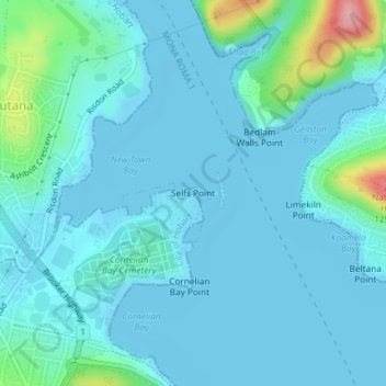 Mapa topográfico Selfs Point, altitud, relieve