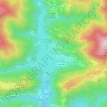 Mapa topográfico Eugui, altitud, relieve