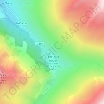 Mapa topográfico Lauzière, altitud, relieve