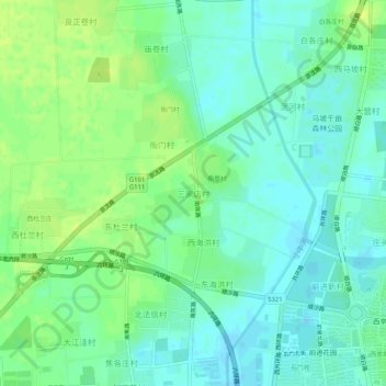 Mapa topográfico 三家店村, altitud, relieve