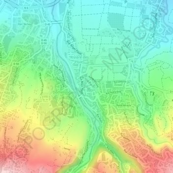 Mapa topográfico La Rivière des Pluies, altitud, relieve