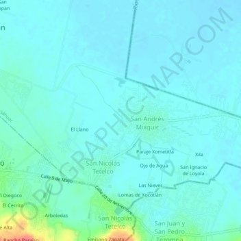 Mapa topográfico Paraje Ayecac, altitud, relieve