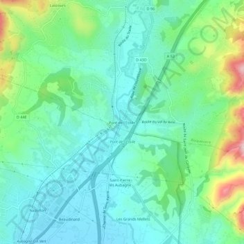 Mapa topográfico Pont de l'Étoile, altitud, relieve