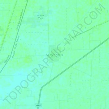 Mapa topográfico Usman Khera, altitud, relieve