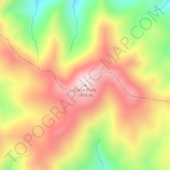 Mapa topográfico Cerro Pichi, altitud, relieve