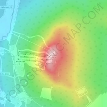 Mapa topográfico Ежовая, altitud, relieve