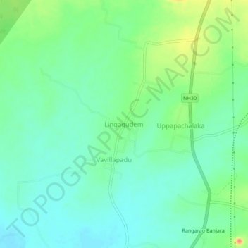 Mapa topográfico Lingagudem, altitud, relieve