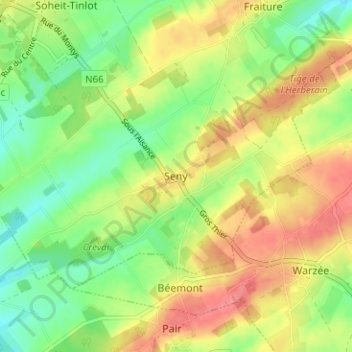 Mapa topográfico Seny, altitud, relieve