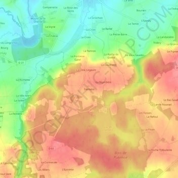 Mapa topográfico Trémelin, altitud, relieve