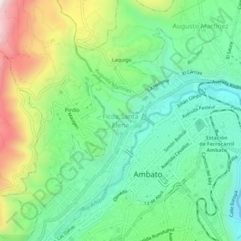 Mapa topográfico Ficoa;Santa Elena, altitud, relieve