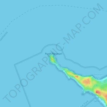 Mapa topográfico Point Nepean, altitud, relieve