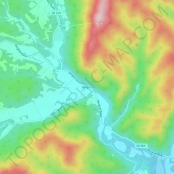 Mapa topográfico Bergton, altitud, relieve