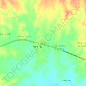 Mapa topográfico Sinchi Roca, altitud, relieve
