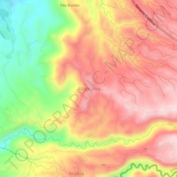 Mapa topográfico Altagracia, altitud, relieve