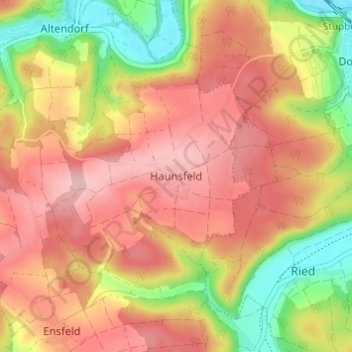 Mapa topográfico Haunsfeld, altitud, relieve
