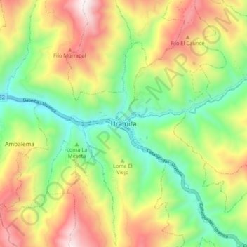 Mapa topográfico Uramita, altitud, relieve