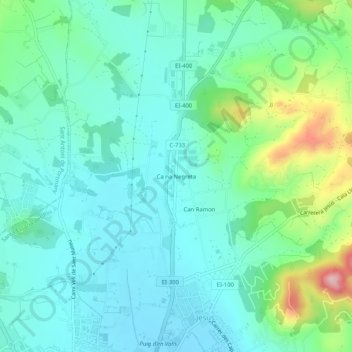 Mapa topográfico Ca na Negreta, altitud, relieve