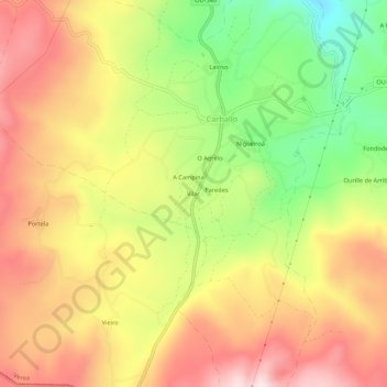 Mapa topográfico Vilar, altitud, relieve