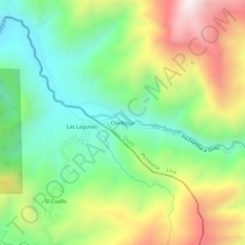 Mapa topográfico Chiriboga, altitud, relieve