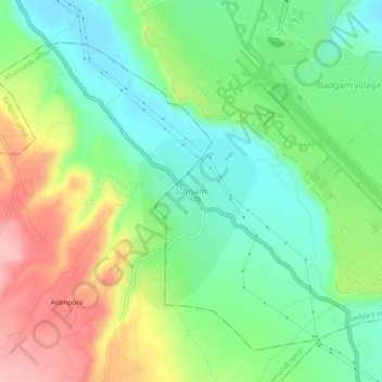 Mapa topográfico Ichgam, altitud, relieve