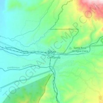 Mapa topográfico Bucay, altitud, relieve