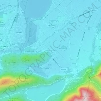 Mapa topográfico Alterschrofen, altitud, relieve