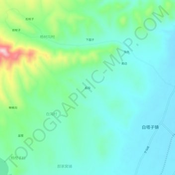 Mapa topográfico 后沟, altitud, relieve