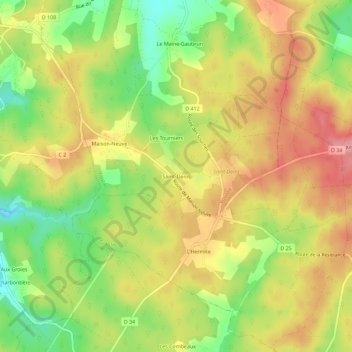 Mapa topográfico Saint-Denis, altitud, relieve