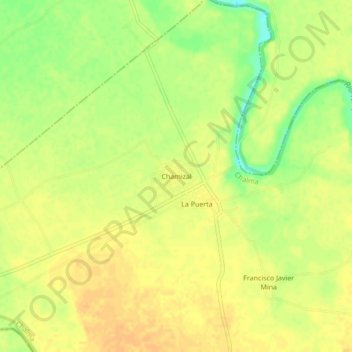Mapa topográfico Chamizal, altitud, relieve