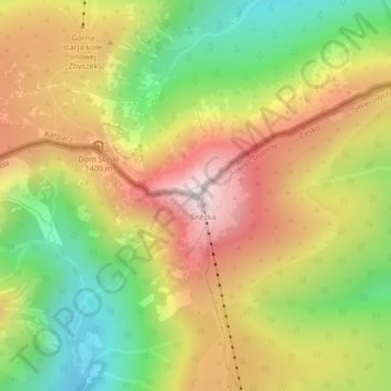 Mapa topográfico Śnieżka / Sněžka, altitud, relieve