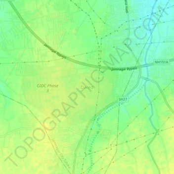 Mapa topográfico Dared, altitud, relieve