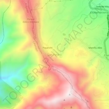 Mapa topográfico San Pedro, altitud, relieve