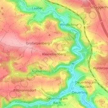 Mapa topográfico Kleinetzenberg, altitud, relieve