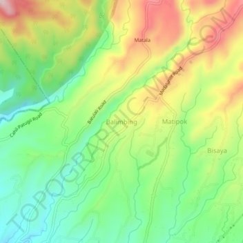 Mapa topográfico Balimbing, altitud, relieve