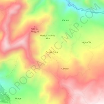 Mapa topográfico Santa Clara, altitud, relieve