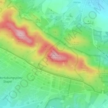 Mapa topográfico Hermannsberg, altitud, relieve