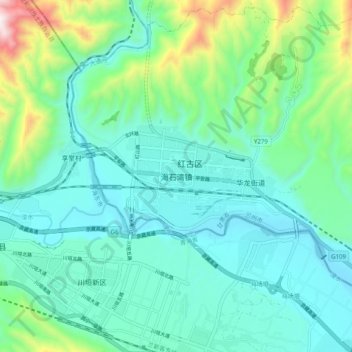 Mapa topográfico Haishiwan, altitud, relieve