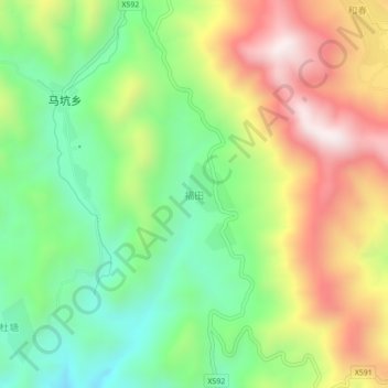 Mapa topográfico Futian, altitud, relieve