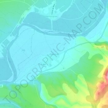Mapa topográfico Ginestar, altitud, relieve