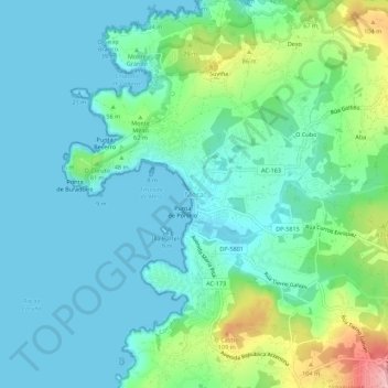 Mapa topográfico Mera, altitud, relieve