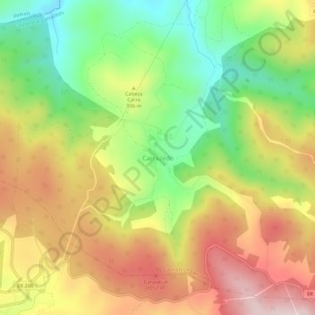 Mapa topográfico Carrazedo, altitud, relieve