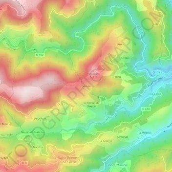 Mapa topográfico Danton, altitud, relieve