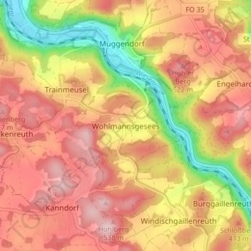 Mapa topográfico Wohlmannsgesees, altitud, relieve