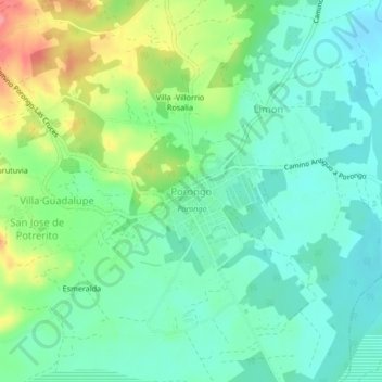 Mapa topográfico Porongo, altitud, relieve