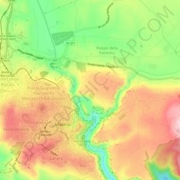 Mapa topográfico Murgecchia, altitud, relieve